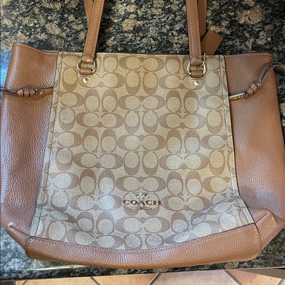Coach Tan and Brown Signature Tote - Picture 3 of 16